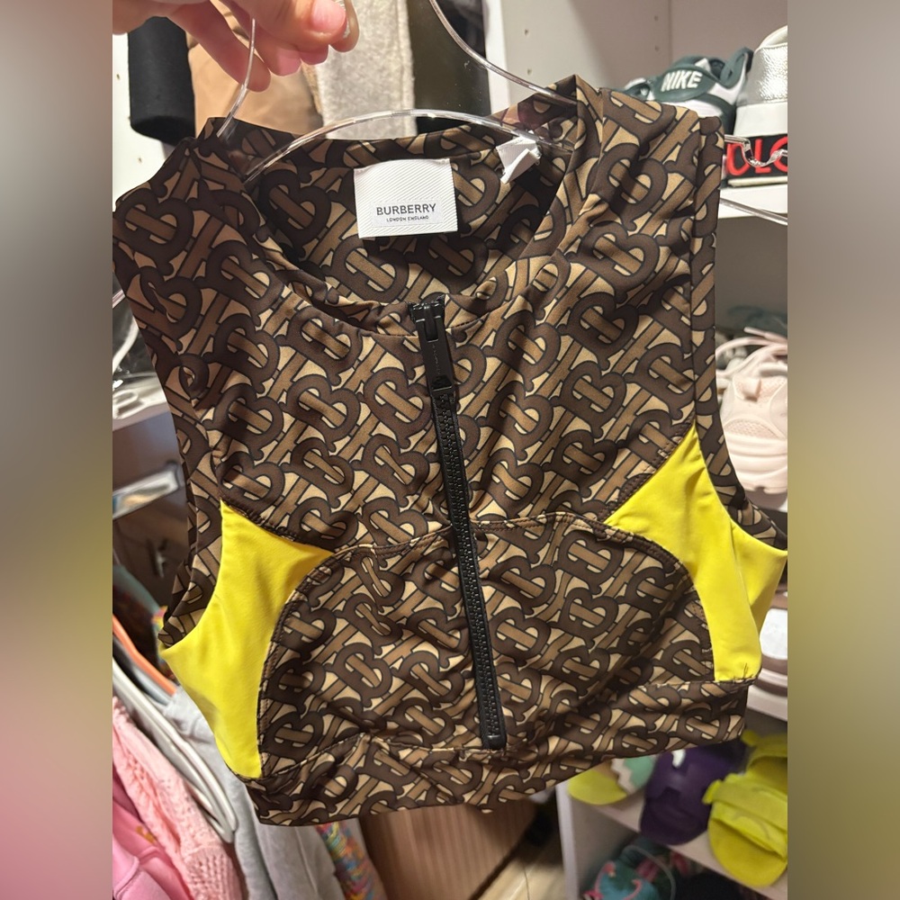 Burberry Brown and Yellow Crop Top